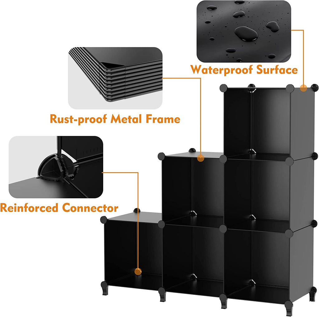 Closet Organizers and Storage, 9 Cube Storage Organizer, Portable Closet Organizer Cubes Shelves for Clothes, Bedroom, Kids Room, Bathroom, Wardrobe, Garment Racks, Black