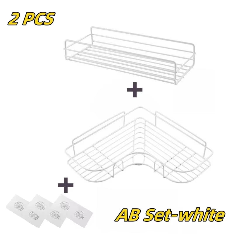 1/2PCS Bathroom Metal Shelf No-Drill Metal Corner Shelf Shower Storage Shelf Bracket Bathroom Accessory Organizer Shampoo Shelf