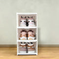3/6 Tier Foldable Shoe Box, No Assembly Required Clear Stackable Shoe Cabinet Sneaker Storage Organizer Rack for Closet Entryway