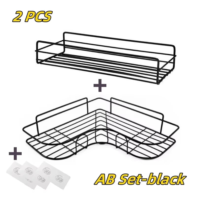 1/2PCS Bathroom Metal Shelf No-Drill Metal Corner Shelf Shower Storage Shelf Bracket Bathroom Accessory Organizer Shampoo Shelf