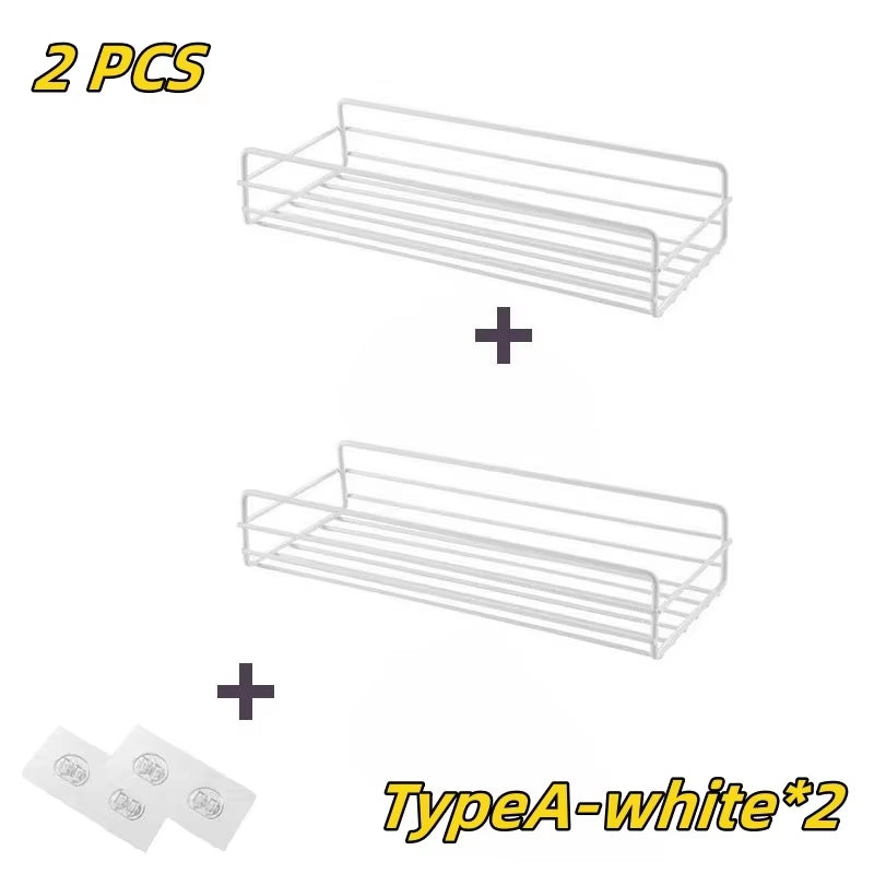 1/2PCS Bathroom Metal Shelf No-Drill Metal Corner Shelf Shower Storage Shelf Bracket Bathroom Accessory Organizer Shampoo Shelf