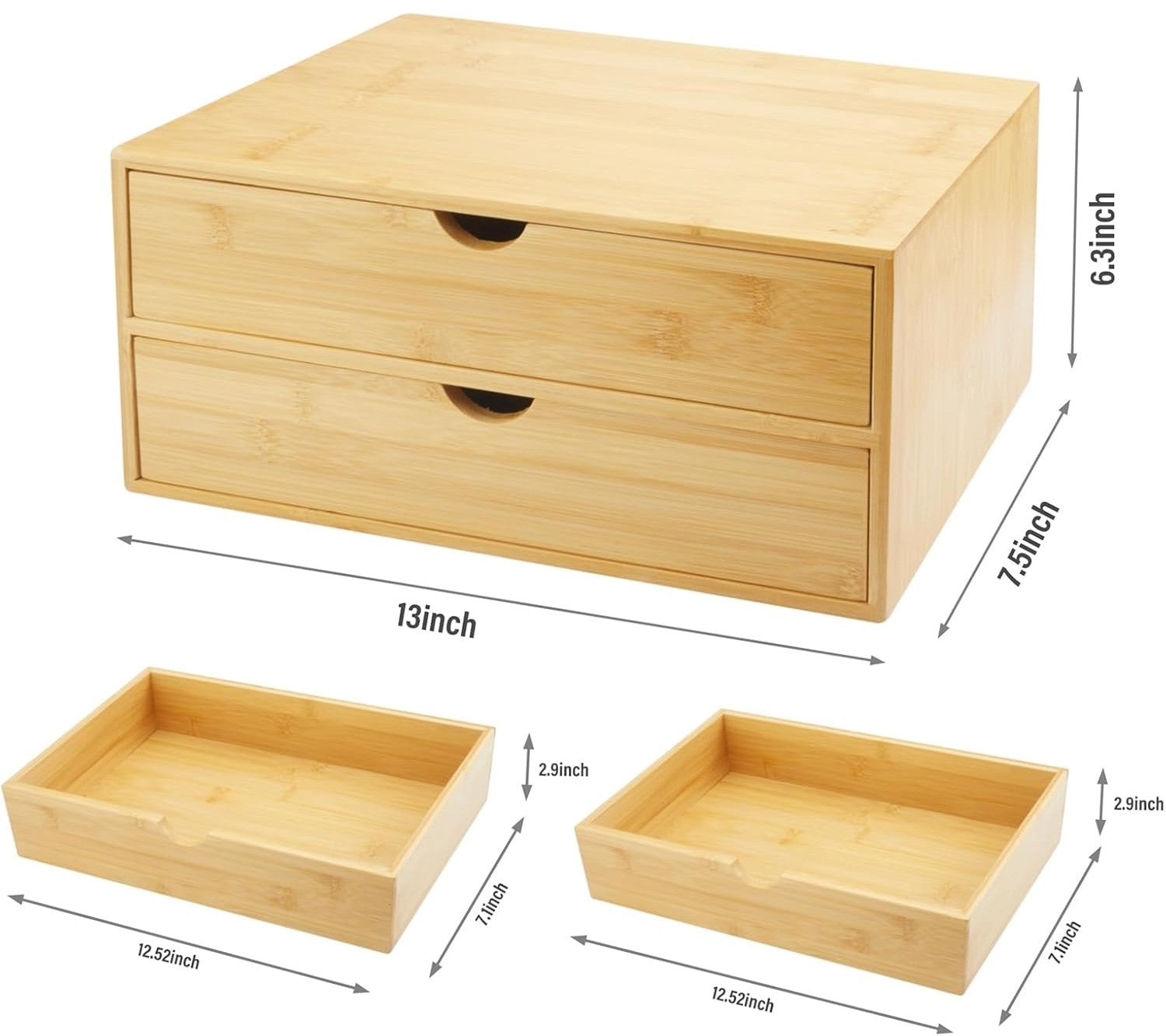 Bamboo Desk Organizer With Drawers