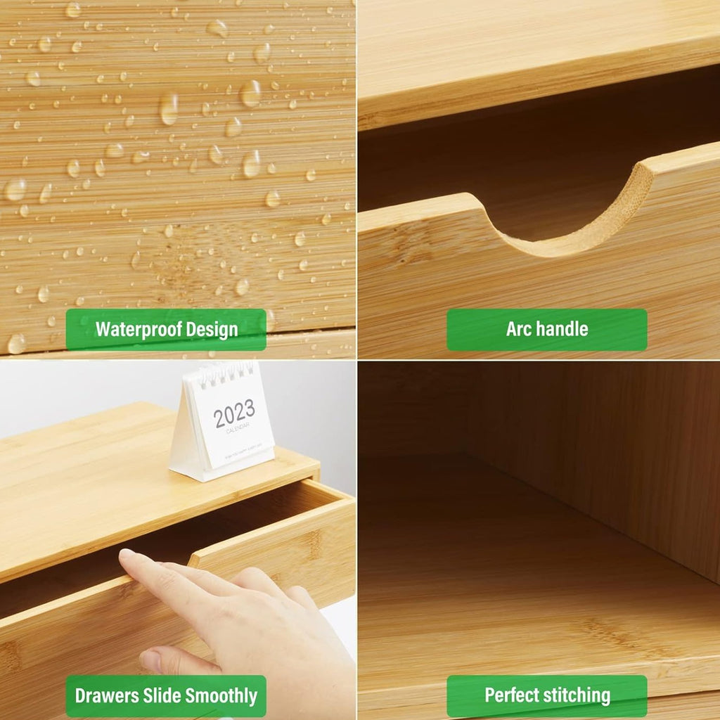 Bamboo Desk Organizer With Drawers
